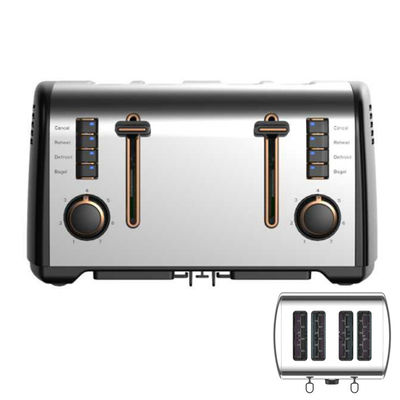 Anbolife XXL 4 Scheiben Toaster elektrisches Logo tragbares Toaster kommerzielles Brot Edelstahl Toaster mit 7 Schattierung