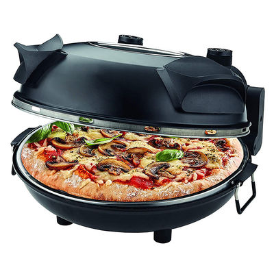 Pizzahersteller Einstellbarer Temperaturregler mit sichtbarem Fenster Spezialstein &amp; Backpfanne Elektrischer Pizzaofen