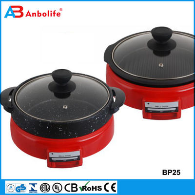 Anbo Mehrfunktionsrunder elektrischer Pizzaofen mit Keramikbeschichtung elektrischer Grill/elektrischer Grill/Grillplatte mit Abdeckung