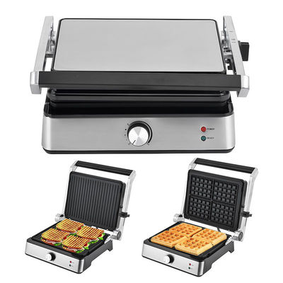 4 Scheiben Elektrischer Grill mit abnehmbaren Tellern Waffelmacher Sandwich Panini Press Kontaktgrill 2200W austauschbare Teller