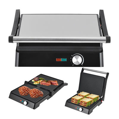 4 Scheiben Elektrischer Grill mit abnehmbaren Tellern Waffelmacher Sandwich Panini Press Kontaktgrill 2200W austauschbare Teller