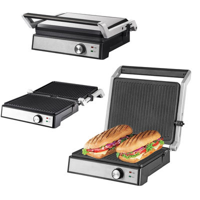 4 Scheiben Elektrischer Grill mit abnehmbaren Tellern Waffelmacher Sandwich Panini Press Kontaktgrill 2200W austauschbare Teller