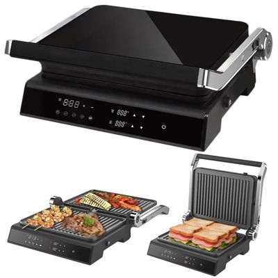 2200W elektrischer Grill Panini Maker Einstellbarer Temperatur Sandwich Press Toaster Öffnet 180 Grad Edelstahl Kontakt Grill