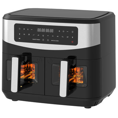 4.5L Dual Air Fryer mit 2 Körben Durch Glasfenster sehen SYNC Kochen Twin Drawer