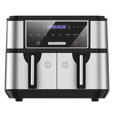 4.5L Dual Air Fryer mit 2 Körben Durch Glasfenster sehen SYNC Kochen Twin Drawer