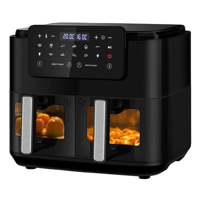 4.5L Dual Air Fryer mit 2 Körben Durch Glasfenster sehen SYNC Kochen Twin Drawer