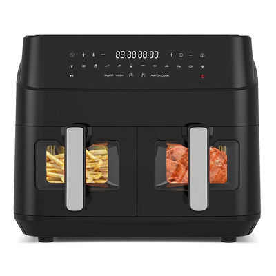 9L Dual Basket Air Fryer mit Glasfenster 2600W Smart Digital Dual Zone Air Fryer