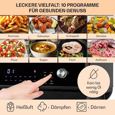 18L Dual Air Frye mit Dampf- und Trocknungsfunktion 2450W Toaster Dehydrator Ölfrei