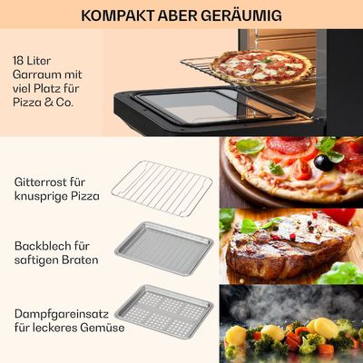 18L Dual Air Frye mit Dampf- und Trocknungsfunktion 2450W Toaster Dehydrator Ölfrei