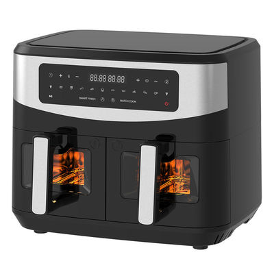 2400W 9L Dual Air Fryer mit transparenten Fenster 12 Kochvorinstellung