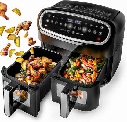 2400W 9L Dual Air Fryer mit transparenten Fenster 12 Kochvorinstellung