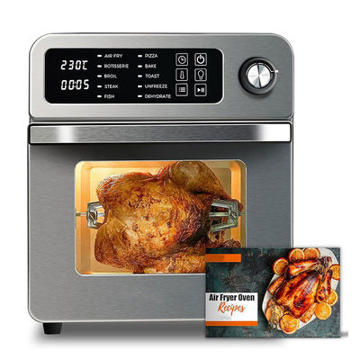 15L Elektrische Luftfritzer mit Rotisserie für Familie 10 in 1 Edelstahl Luftfritter Toaster Ofen Grill