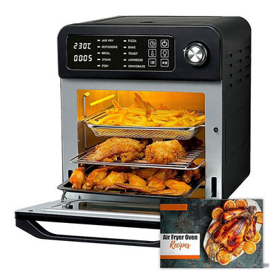 15L Elektrische Luftfritzer mit Rotisserie für Familie 10 in 1 Edelstahl Luftfritter Toaster Ofen Grill