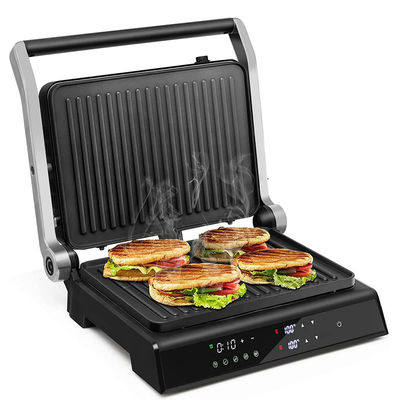4 Scheiben Indoor BBQ Panini Elektrische Presse Grill mit Temperatur und Zeit Knopf Steuerung