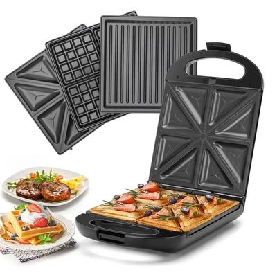 Nichtklebende PTFE-Beschichtung 2 Scheiben Waffelmacher mit abnehmbaren Sandwich und Pfannkuchenmacher