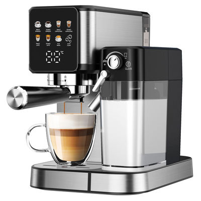 Silberne Espresso-Kaffeemaschine mit manuellem Milchschäumen für Latte Cappuccino