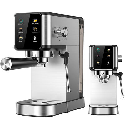 Silberne Espresso-Kaffeemaschine mit manuellem Milchschäumen für Latte Cappuccino