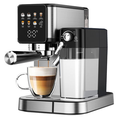 Silberne Espresso-Kaffeemaschine mit manuellem Milchschäumen für Latte Cappuccino