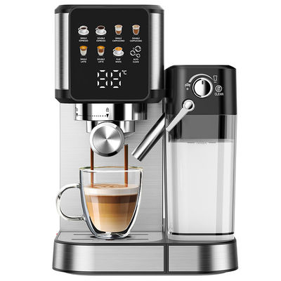 Silberne Espresso-Kaffeemaschine mit manuellem Milchschäumen für Latte Cappuccino