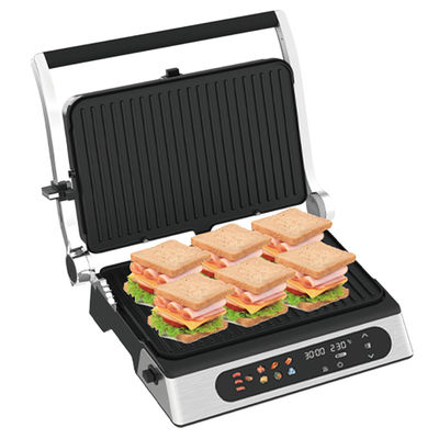 2000 Watt elektrische digitale Großkontakt-Grill ohne Rauch Grill Hausgerät zum Kochen Trennbarer 4/6 Scheiben Panini Maker