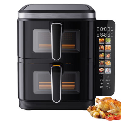 6l+6l Doppelstapelfryger 2800w mit nicht klebender Beschichtung Moderner Quadratischer Digitale Steuerung Klappleiter LED-Display Menü Elektrohaushalt
