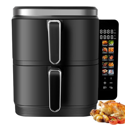 6l+6l Doppelstapelfryger 2800w mit nicht klebender Beschichtung Moderner Quadratischer Digitale Steuerung Klappleiter LED-Display Menü Elektrohaushalt