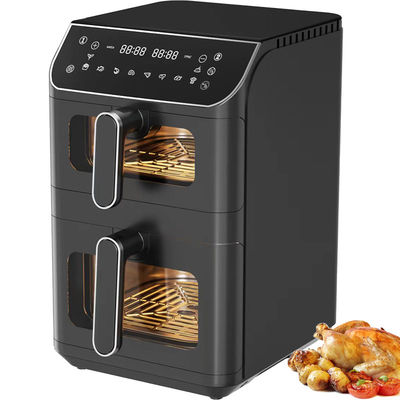 6l+6l Doppelstapelfryger 2800w mit nicht klebender Beschichtung Moderner Quadratischer Digitale Steuerung Klappleiter LED-Display Menü Elektrohaushalt