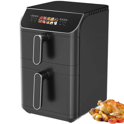 6l+6l Doppelstapelfryger 2800w mit nicht klebender Beschichtung Moderner Quadratischer Digitale Steuerung Klappleiter LED-Display Menü Elektrohaushalt