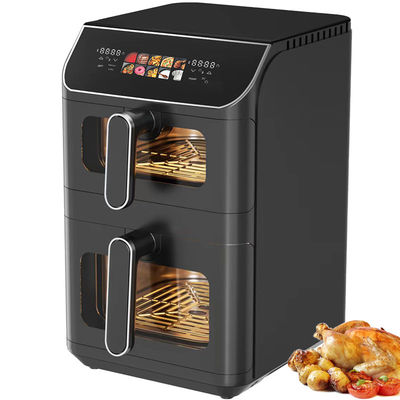 6l+6l Doppelstapelfryger 2800w mit nicht klebender Beschichtung Moderner Quadratischer Digitale Steuerung Klappleiter LED-Display Menü Elektrohaushalt