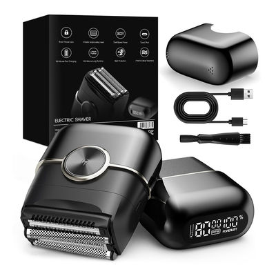 Tragbarer Mini-Elektrorasierer für Herren mit 4-Klingen-Magnet-Schwebesystem und 100 Minuten Arbeitszeit, betrieben von einem 300mAh Akku