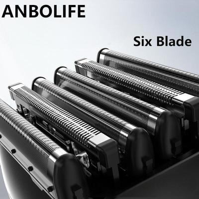 ANBOLIFE 6-Klingen Elektrorasierer mit magnetischer Saugfunktion und 900mAh Lithium-Batterie - IPX7 wasserdichter Folienrasierer für Herren