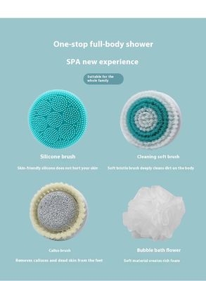 Vollautomatische wiederaufladbare elektrische Badebürste mit langem Griff Silikon-Körpermassage-Scrubber