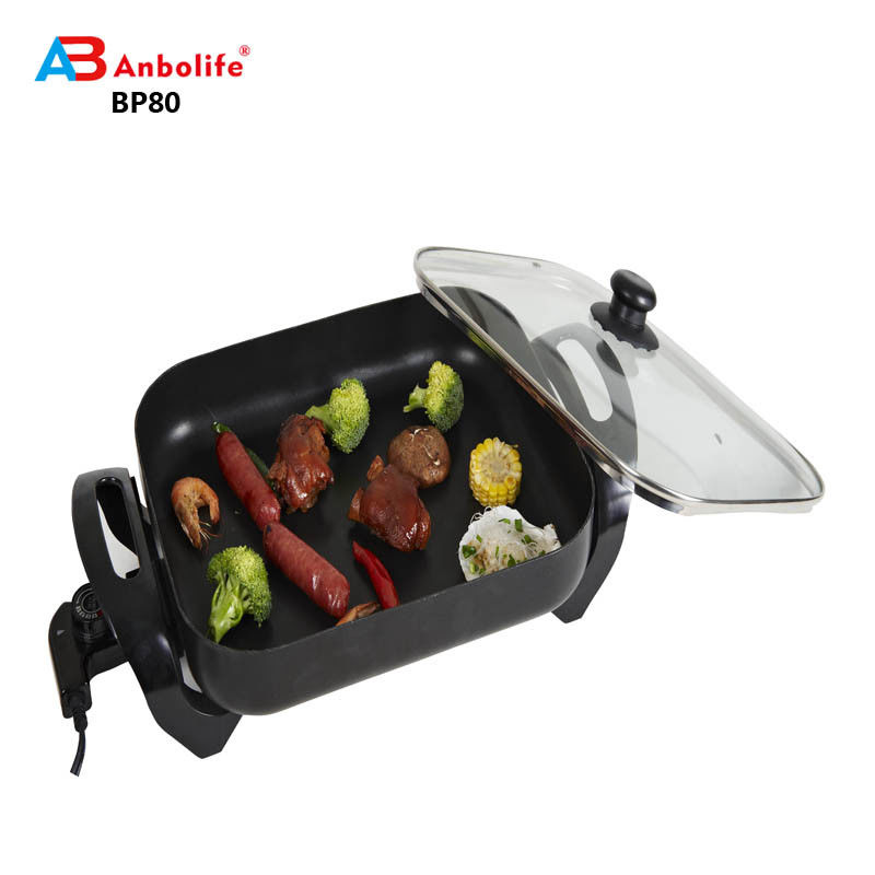 Elektro-Skillet von Culina 18/10 aus Edelstahl, nicht klebriges Inneres, mit Glasdeckel 12 Zoll rundes Ptfe pfoa-freies Geschirrspülfach