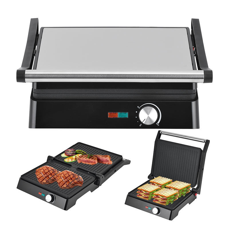 2200W elektrischer Grill Panini Maker Einstellbarer Temperatur Sandwich Press Toaster Öffnet 180 Grad Edelstahl Kontakt Grill