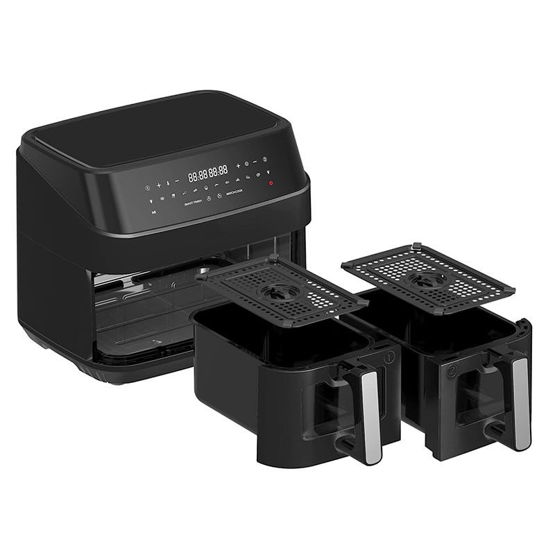 4.5L Dual Air Fryer mit 2 Körben Durch Glasfenster sehen SYNC Kochen Twin Drawer