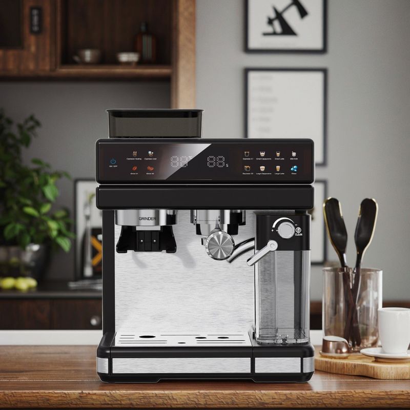 Professionelle elektrische Espresso-Kaffeemaschine leistungsstarke 15/20bar Druckpumpe Cappuccino Latte Schleifmaschine aus langlebigem Kunststoff