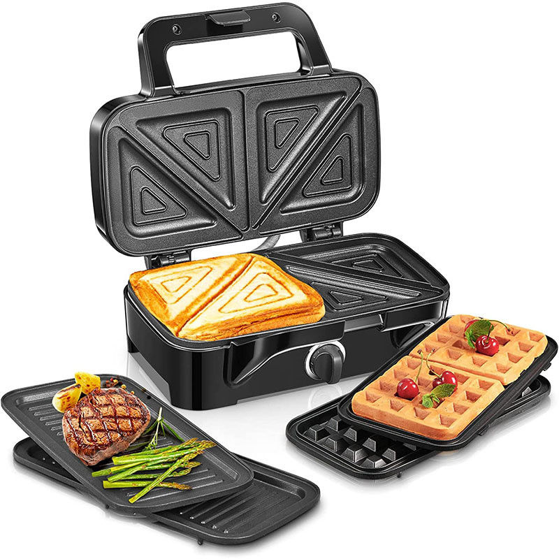 2 Slice Deep Xxl Grill Sandwich Maker Einstellbarer Temperaturregler Trennbare Stromquelle Ptfe Haushaltsgebrauch