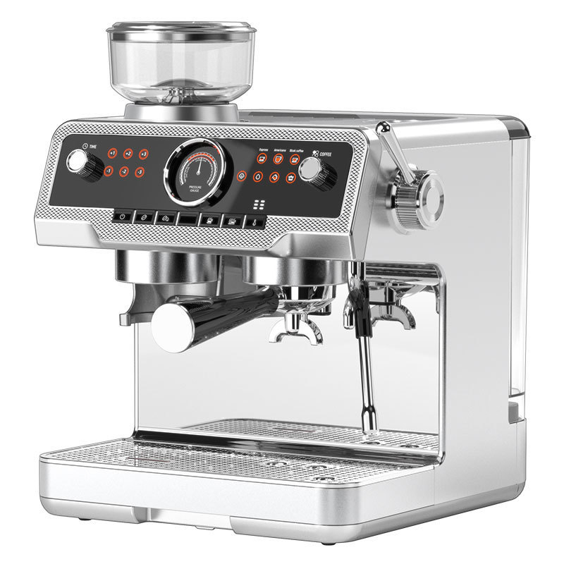 ANBOLIFE 2-in-1 Espresso Kaffeemaschine mit eingebautem Mahlwerk 2800W