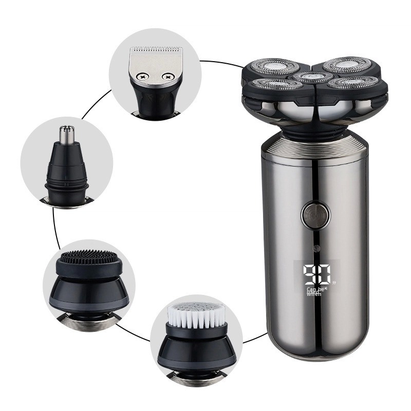 ANBOLIFE Smart Fünf-Klingen-Akku-Elektrorasierer mit Digitalanzeige, USB-betrieben und kostenlosen Ersatzteilen für Männer